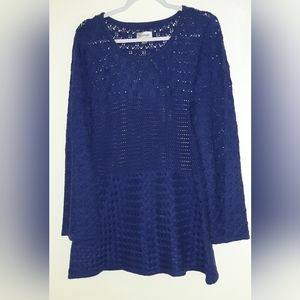 Avenue Open weave pullover sweater in purple. Size 18/20